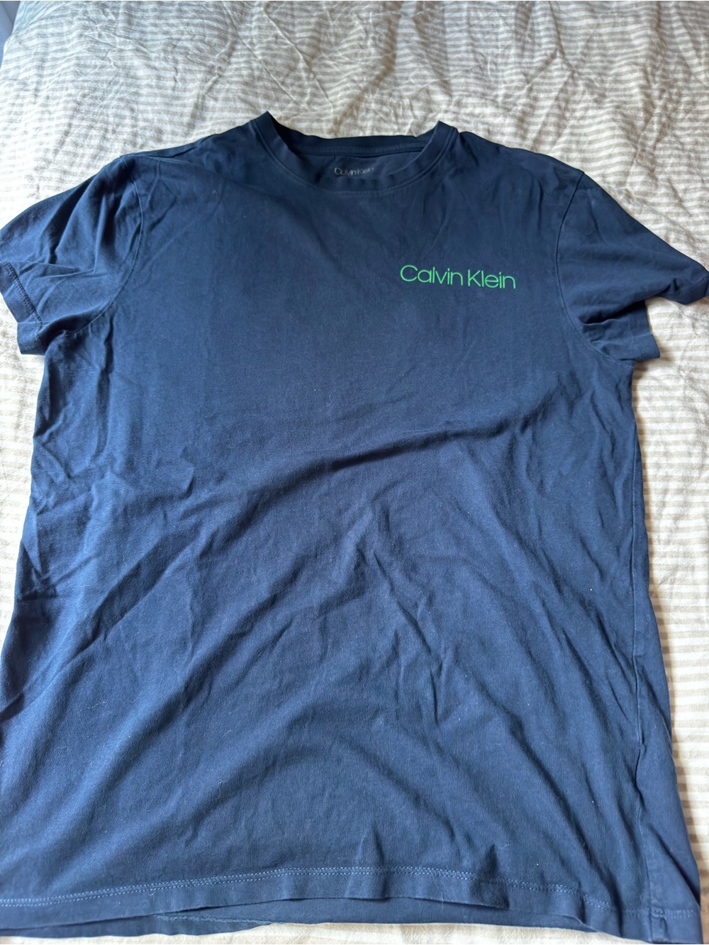 Calvin Klein Navy Tee with Green Logo